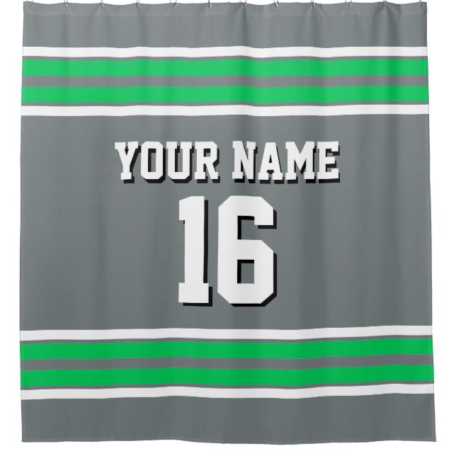 Rideaux De Douche Charcoal Grey Emerald Grandes vertes Sports Jersey (Devant)