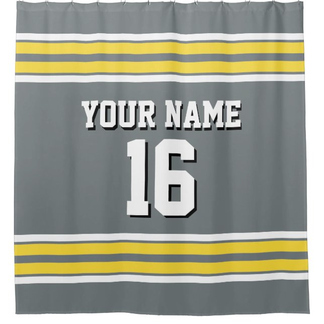 Rideaux De Douche Charcoal Grey Yellow White Strips Sports Jersey (Devant)