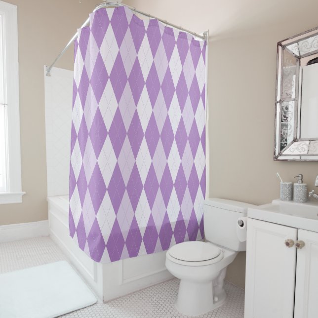Rideaux De Douche Chardon Jacquard violet Pale Violet Petit Diamant (En situation)