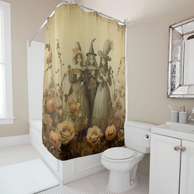 Rideaux De Douche Chariot Halloween vintage (5) (En situation)