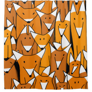 Rideaux De Douche Charmante famille Fox : Motif animal joueuse
