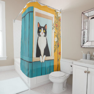 Rideaux De Douche Charming Chat in Window