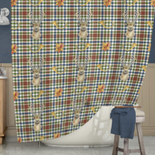 Rideaux De Douche Chasse au cerf Chasse Lodge Leaves Automne Tartan 