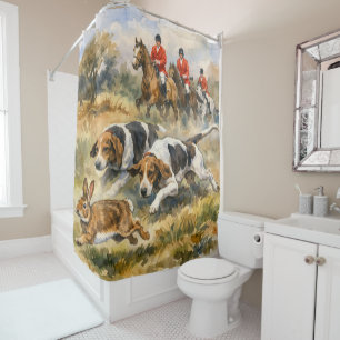 Rideaux De Douche Chasse avec des chiens courants