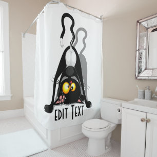 Rideaux De Douche Chat à l'envers Personnage de Dessin Animé Drôle