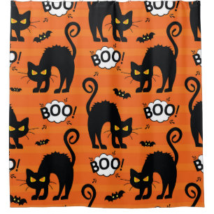 Rideaux De Douche chat Abstrait, nuage, motif Halloween