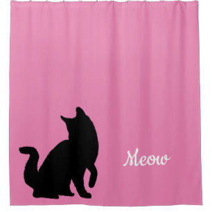 Rideaux De Douche Chat de viande noire rose