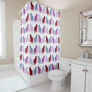 Rideaux De Douche Chat et Coeurs Motif mignon