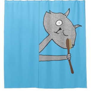 Rideaux De Douche Chat gris bizarre