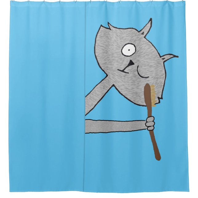 Rideaux De Douche Chat gris bizarre (Devant)