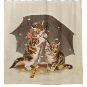 Rideaux De Douche Chat Kitten chaton antique vintage jolie mignonne