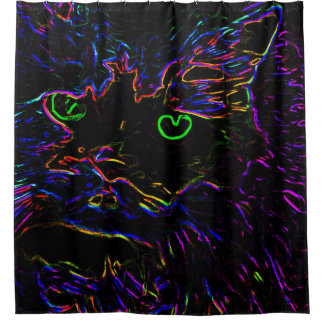 Rideaux De Douche Chat Neon Glow