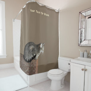 Rideaux De Douche Chat Tabby Gris Fumé