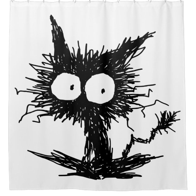 Rideaux De Douche Chaton mal peigné noir GabiGabi (Devant)