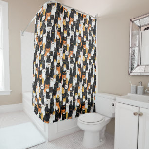 Rideaux De Douche Chats blancs orange noirs