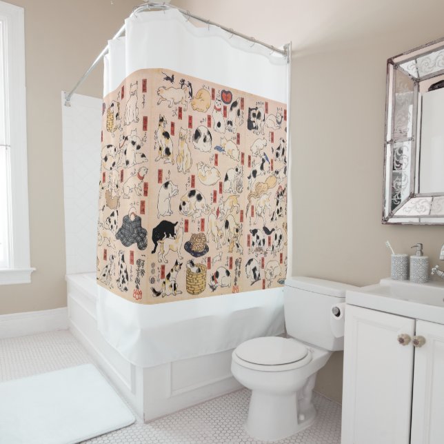 Rideaux De Douche Chats Japonais de l'ère Edo, Kuniyoshi, Ukiyo-e (En situation)