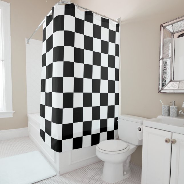 Rideaux De Douche Chauffeur noir blanc (En situation)