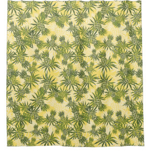 Rideaux De Douche Chemise Hawaïenne Tropicale Camouflage Ananas Aloh