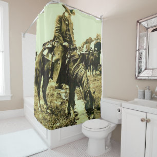 Rideaux De Douche Cheval occidental vintage de tour de traînée de