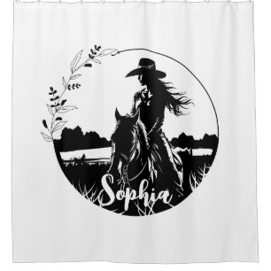 Rideaux De Douche Cheval Personnalisé Cowgirl Western Equestrio
