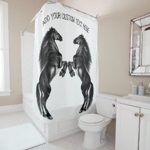Rideaux De Douche Cheval sauvage noir et blanc haut de gamme