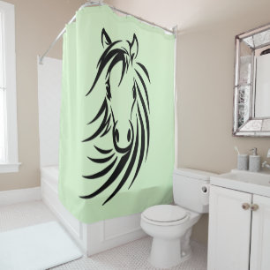 Rideaux De Douche Cheval tête sur vert