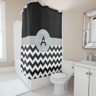 Rideaux De Douche Chevron gris noir
