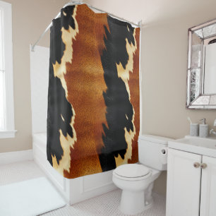 Rideaux De Douche Chic Brown Black Cream Western Cowhide