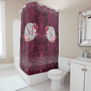Rideaux De Douche Chic faux argent Parties scintillant Bourgogne Flo