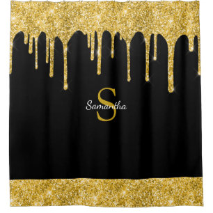 Rideaux De Douche Chic Gold Parties scintillant Drift Sparkle Black 