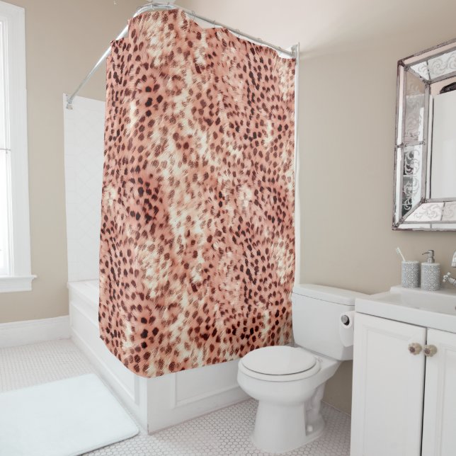 Rideaux De Douche Chic Joli Rose Gold Leopard (En situation)