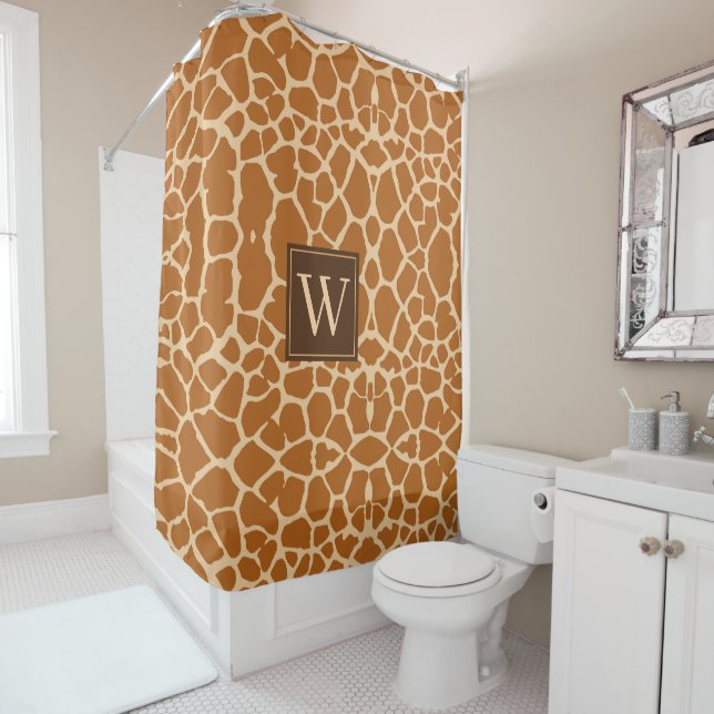 Rideaux De Douche Chic moderne Giraffe Imprimer Monogramme (En situation)