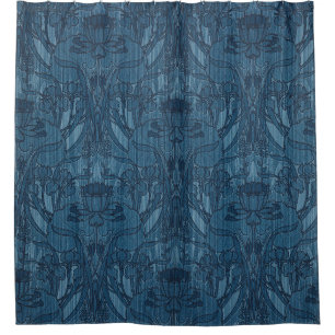 Rideaux De Douche Chic motif botanique Art nouveau Iris Bleu