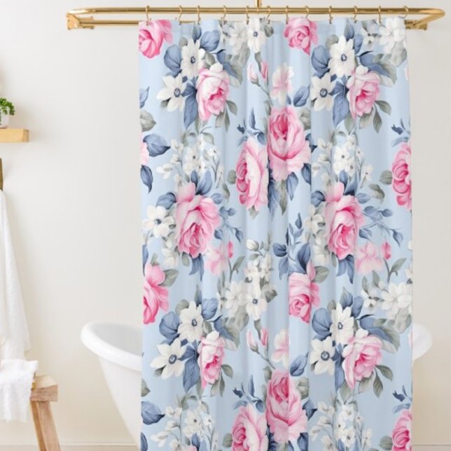Rideaux De Douche Chic roses chic Shabby et fleurs blanches motif (Créateur téléchargé)