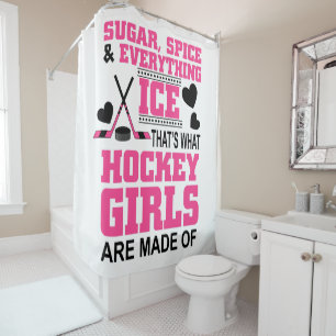 Rideaux De Douche chic sucre et épices filles hockey sur glace