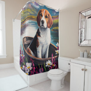 Rideaux De Douche Chien beagle sur une pagaie : une aventure Pittore