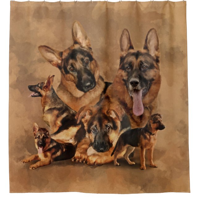 Rideaux De Douche Chien berger allemand - chiot, jeune, adulte (Devant)