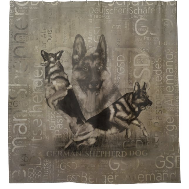 Rideaux De Douche Chien berger allemand - GSD Word Art (Devant)