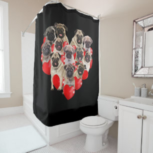 Rideaux De Douche Chien Carlins Chien Coeur   Cadeau de la Saint-Val