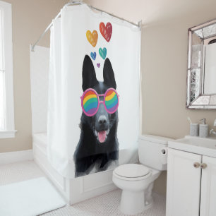 Rideaux De Douche Chien de berger allemand avec la Saint-Valentin co