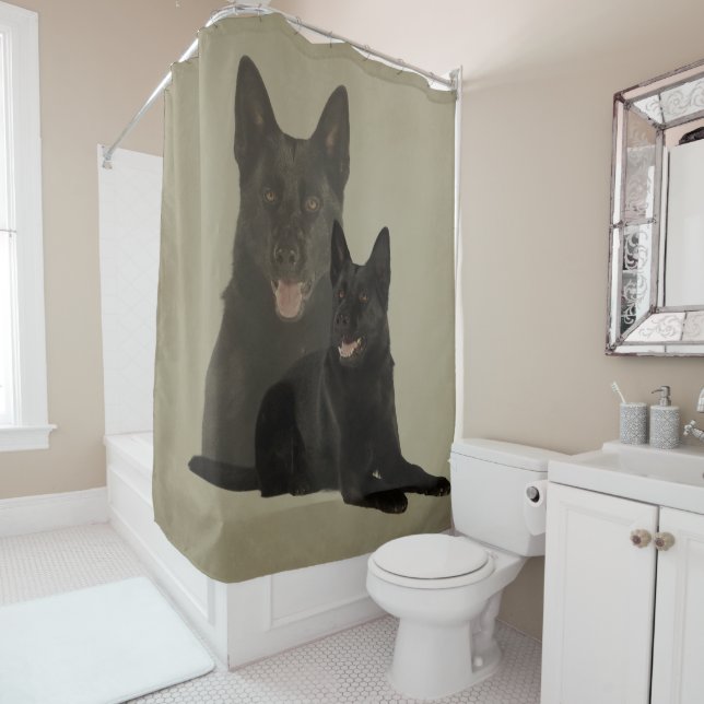 Rideaux De Douche Chien de berger allemand noir - GSD (En situation)