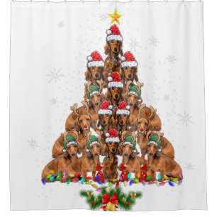 Rideaux De Douche Chien de berger Christmas Tree Dog Xmas Lights Paj