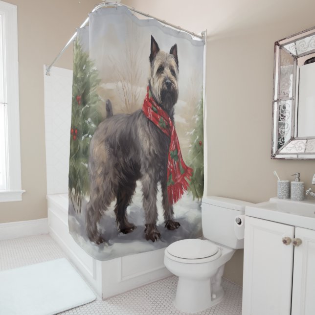 Rideaux De Douche Chien de Chesapeake à Noël de neige (En situation)