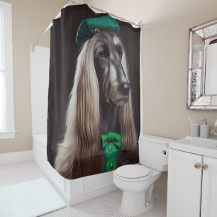 Rideaux De Douche chien de chien afghan en tenue de la Saint-Patrick