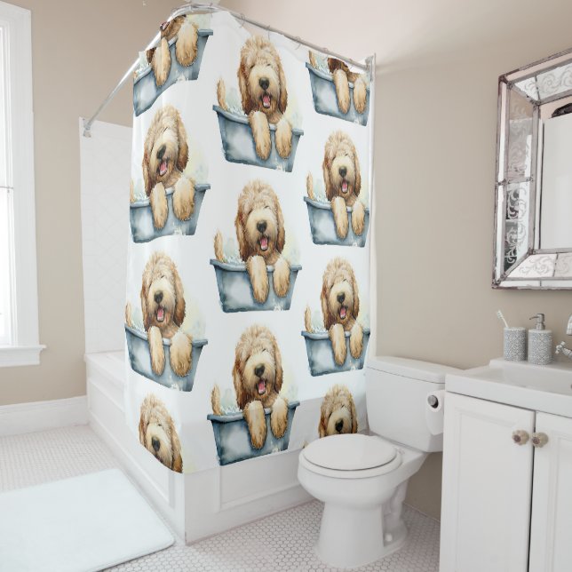 Rideaux De Douche Chien de Labradoodle (En situation)