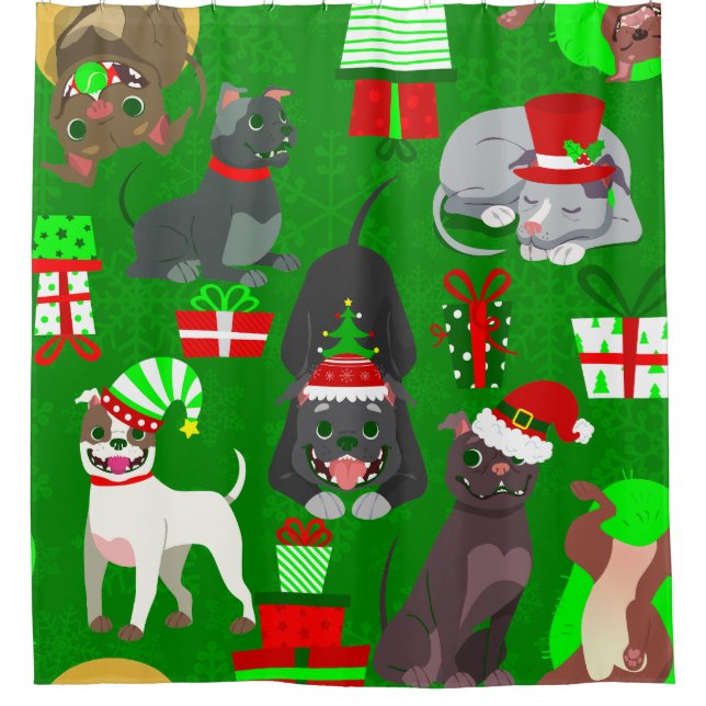 Rideaux De Douche Chien de père Noël (Devant)