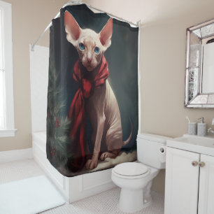Rideaux De Douche Chien de Sphynx à Noël de neige