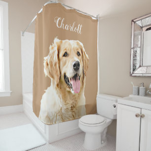 Rideaux De Douche Chien d'or retriever personnalisé Chien dessiné pe
