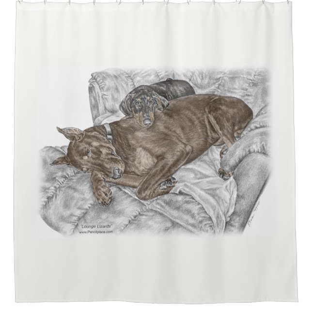 Rideaux De Douche Chien et chiot de Doberman (Devant)