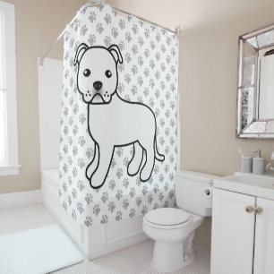 Rideaux De Douche Chien Staffordshire Bull Terrier Anglais Blanc